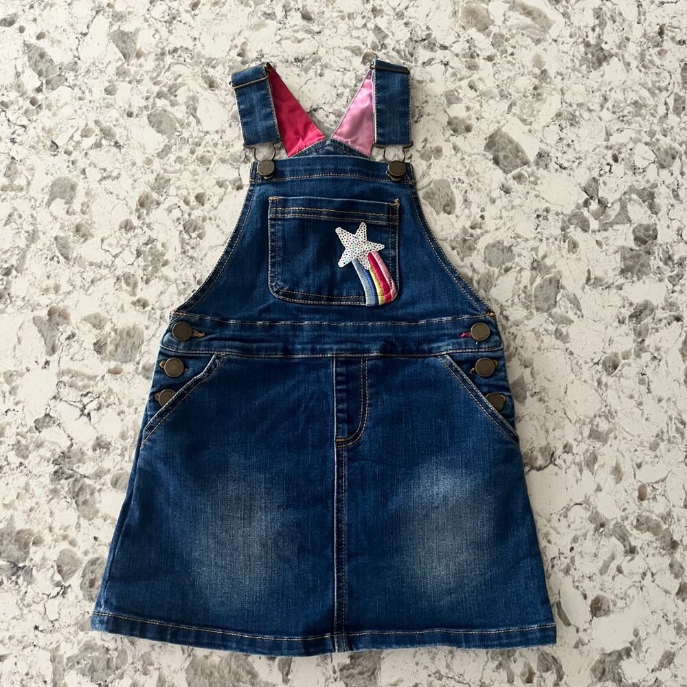 Joules rainbow denim jumper sz 4